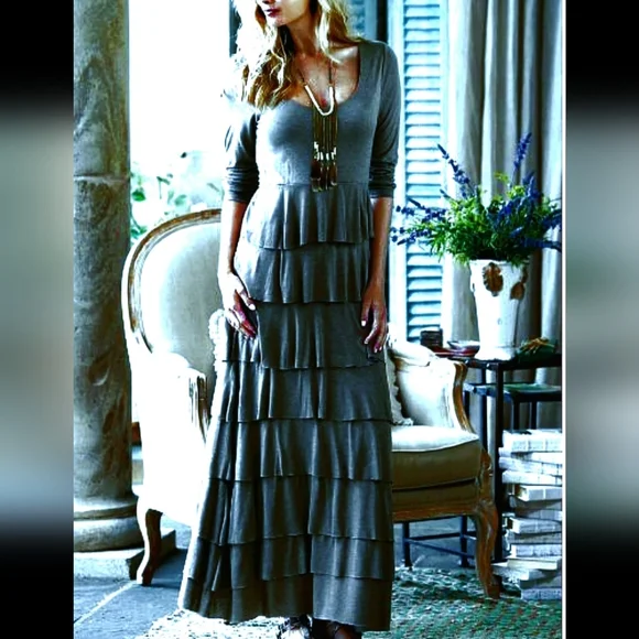 Soft Surroundings Dresses | Soft Surroundings Ruffle Tiered Maxi Dress Size Small | Color: Blue | Size: S | Jkalejta's Closet